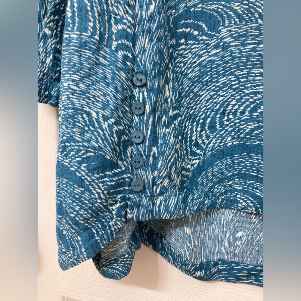 Soft Surroundings Women’s Blue Oceo Gauze Crinkle Tunic Top Size 2X Coastal Boho - Picture 4 of 9